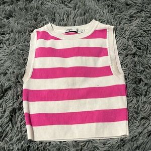 zara stripped cropped shirt